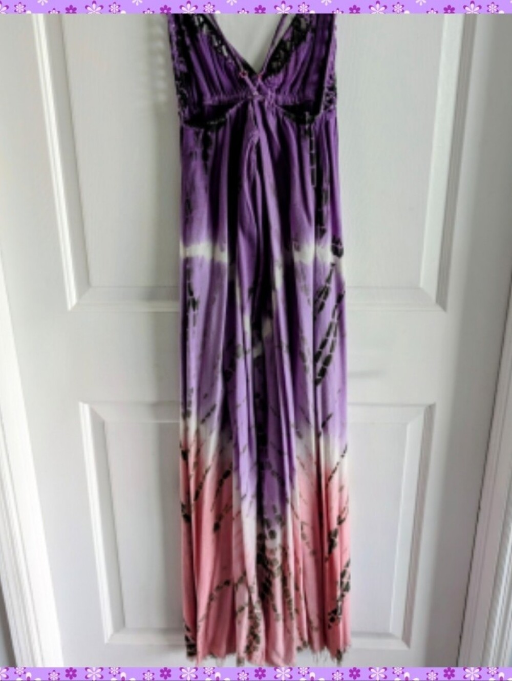 Raviya Purple Pink Ombre Boho Tie-Dye Maxi Dress Swimsuit Beach Coverup